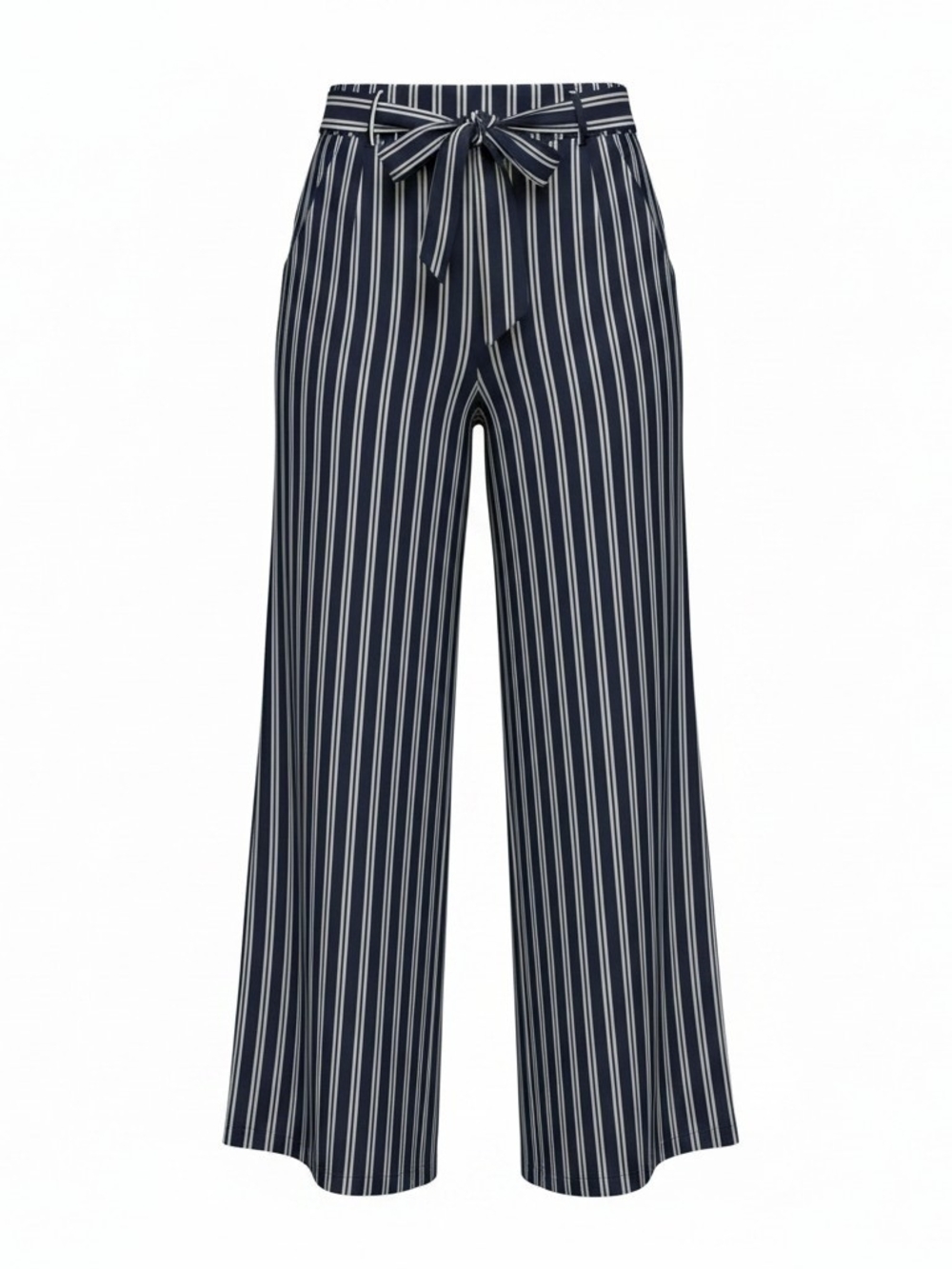 LANE BRYANT | Navy Blue White Stripe Wide Leg Pull On Stretch Pants | 18/20
